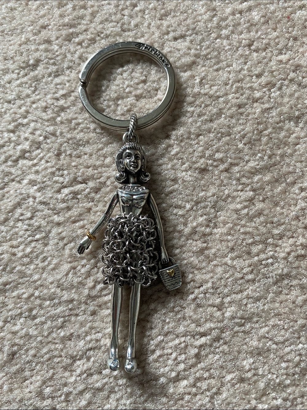 Brighton Silver-Tone Doll Key & Card Holder Charm with Gold Accents